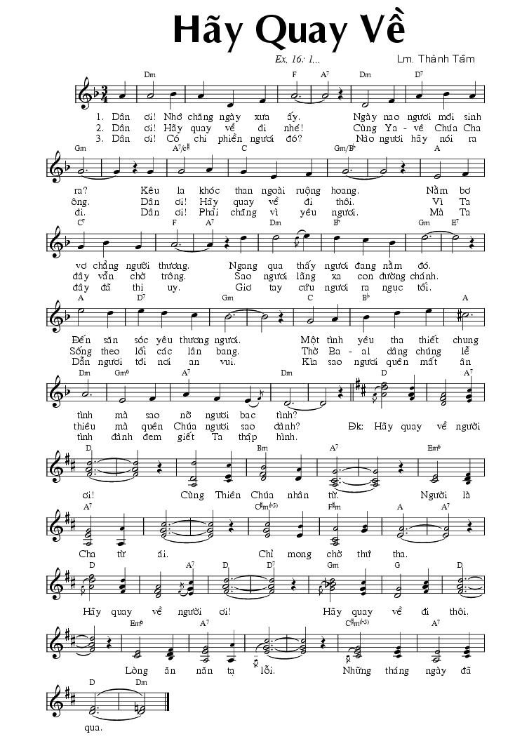 Sheet nhạc Hãy Quay Về